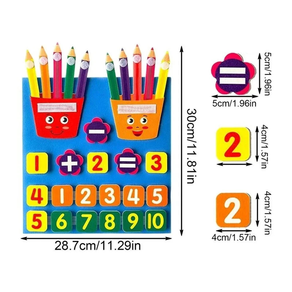 Felt Learning Board Children Toys Educational DIY Toy Addition Subtraction Finger Arithmetic Teaching Enlightenment Board
